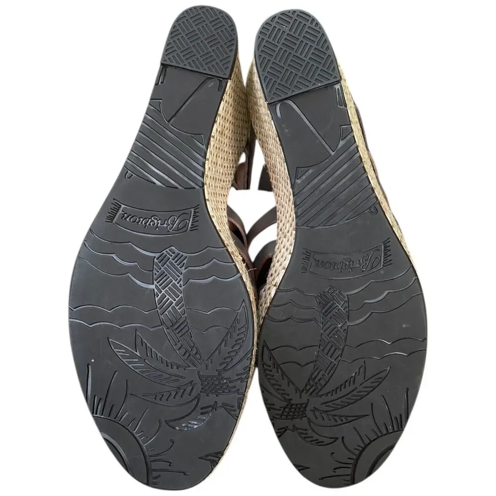 Brighton Denali Wedge Slide Sandal Women’s Size 8 Gray Brown Strappy Leather